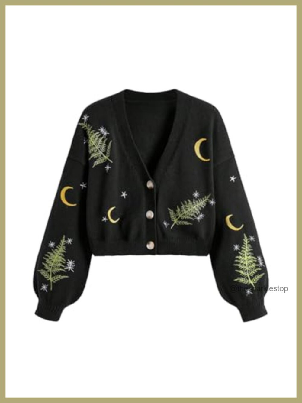 Goth Cardigan Button Up Halloween Witchy Sweater Cropped Knit